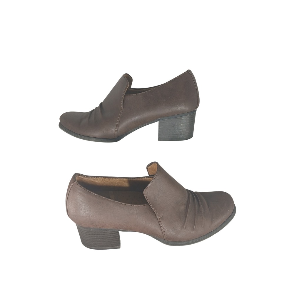 Natural‎ Soul Star Loafers 8.5M Brown Pleated Comfort Block Heel Professional